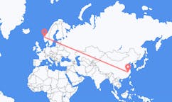 중국 황산시에서 출발해 노르웨이 포데에게(으)로 가는 항공편