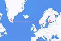 Vluchten van Helsinki, Finland naar Narsarsuaq, Groenland