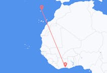 Flyreiser fra Abidjan, Elfenbenskysten til Vila Baleira, Portugal