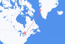 カナダのトロントから、グリーンランドのマニツォクまでのフライト