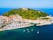 Monte Urgull mountain and port aerial panoramic view in San Sebastian or Donostia city in Spain.