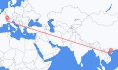 Flyg från Sanya, Kina till Turin, Italien