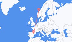 Vluchten van Kristiansund, Noorwegen naar Zaragoza, Spanje