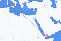 Vluchten van Aden, Jemen naar Catanië, Italië
