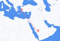 Vluchten van Bisha, Saoedi-Arabië naar Kos, Griekenland