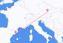 オーストリアのウィーンから、スペインのバルセロナまでのフライト