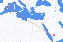 Flyreiser fra Najran, Saudi-Arabia til Menorca, Spania