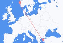 Flyreiser fra Haugesund, Norge til Khios, Hellas