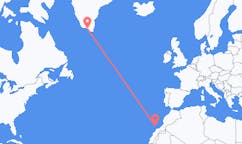 Vluchten van Lanzarote, Spanje naar Qaqortoq, Groenland