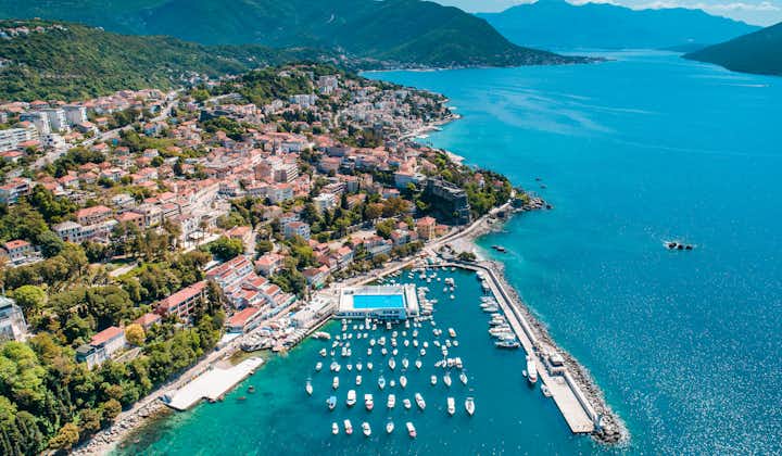 Photo of Herceg Novi, aerial view on city and it's beaches, Montenegro.