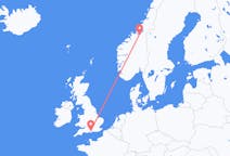 Lennot Trondheimista, Norja Southamptoniin, Englanti