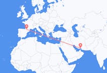 Flyg från Bandar Abbas, Iran till Lourdes (kommun i Brasilien, São Paulo, lat -20,94, long -50,24), Frankrike