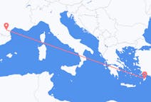 フランスのカルカソンヌからから、ギリシャのロードス島までのフライト