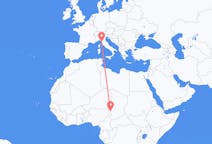Flyg från N Djamena till Pisa