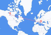 Flyg från Yellowknife, Kanada till Skopje, Nordmakedonien