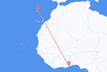 Flyreiser fra Accra, til Porto Santo
