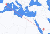 出发地 沙特阿拉伯出发地 奈季蘭目的地 西班牙巴塞罗那的航班