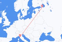 Vluchten van Sint-Petersburg, Rusland naar Pisa, Italië