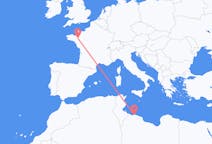 出发地 利比亚出发地 的黎波里目的地 法国雷恩的航班