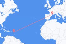 Vluchten van Antigua, Antigua en Barbuda naar Aspiran, Frankrijk