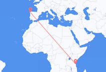 Flyg från Dar es-Salaam till Santiago de Compostela
