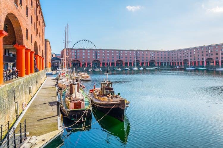 Photo of Albert dock in Liverpool during a sunny day, England.