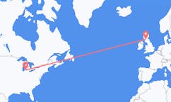 Flights from Kalamazoo to Glasgow