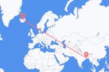 Vluchten van Calcutta, India naar Akureyri, IJsland