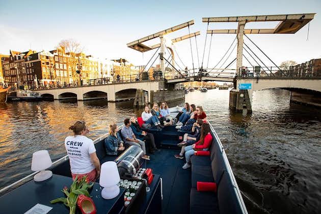 Crucero por los canales de Ámsterdam con guía en vivo y bebidas ilimitadas