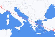 Flights from Grenoble, France to Gazipa?a, Turkey