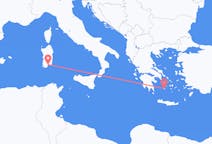 ギリシャのミロス島からから、イタリアのカリアリまでのフライト