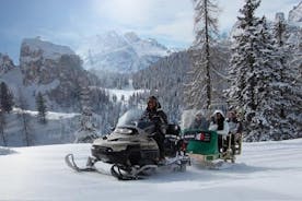 Fra Bolzano - Snøscooter + aking og The Great Dolomites Road privat tur