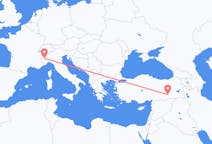 Flug frá Diyarbakir, Tyrklandi til Tórínó, Ítalíu