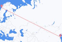 Vluchten van Qingdao, China naar Bodø, Noorwegen