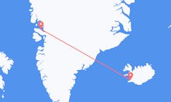 Vluchten van de stad Uummannaq naar de stad Reykjavik