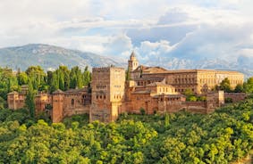 Granada, Andalusia,Spain Europe - Panoramic view of Alhambra.