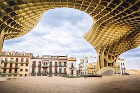 Photo of view from the top of the Space Metropol Parasol (Setas de Sevilla) one have the best view of the city of Seville, Spain.
