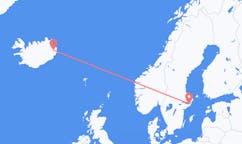 航班从瑞典斯德哥尔摩市到Egilssta?ir市，冰岛塞尔