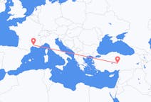 出发地 法国从 尼姆目的地 土耳其開塞利的航班