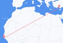 Flyreiser fra Cap Skiring, Senegal til Gazipaşa, Tyrkia