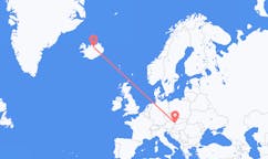 航班从斯洛伐克布拉迪斯拉发市到阿克雷里市，冰岛塞尔