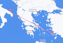 Vluchten van Kos, Griekenland naar Brindisi, Italië