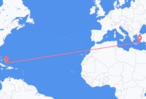 Flights from Spring Point, the Bahamas to Rhodes, Greece
