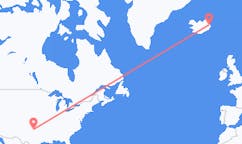 Fly fra byen Lawton, USA til byen Egilsstaðir, Island