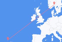 Fly fra Corvo Island til Oslo