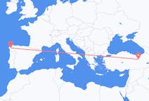 Flyg från Erzincan, Turkiet till Santiago de Compostela, Spanien