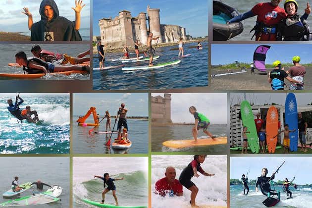 Kitesurf-surf-sup-windsurf 冲浪课程和带导游的 sup 之旅。