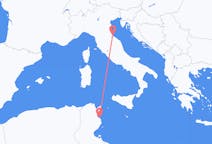 チュニジアのモナスティルから、イタリアのリミニまでのフライト