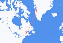 米国のプレスク アイルから、グリーンランドのカンゲルルススアークまでのフライト