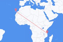 Flyreiser fra Mtwara, Tanzania til Las Palmas, Spania
